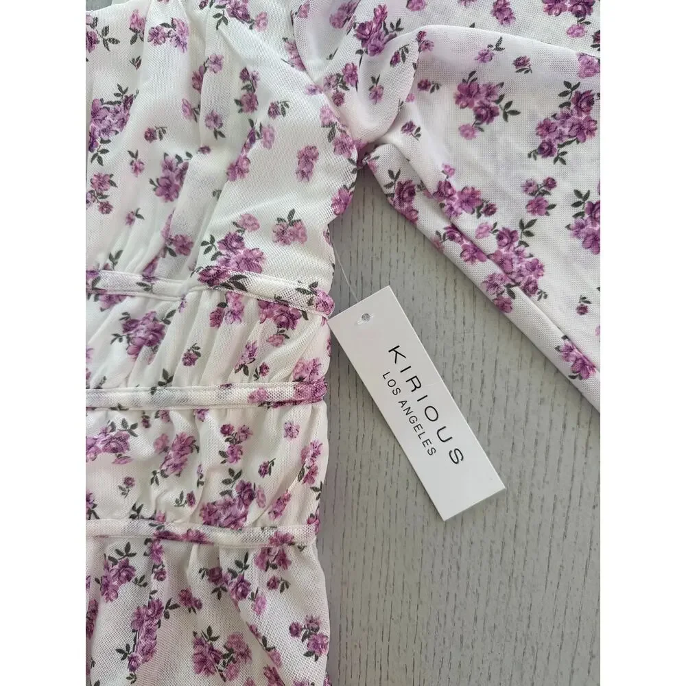 NWT Kirious Floral Cottagecore Ethereal Fairycore Crop Top - Picture 5 of 7